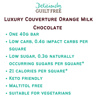 Luxury Couverture Orange Milk Chocolate Bar (40g)