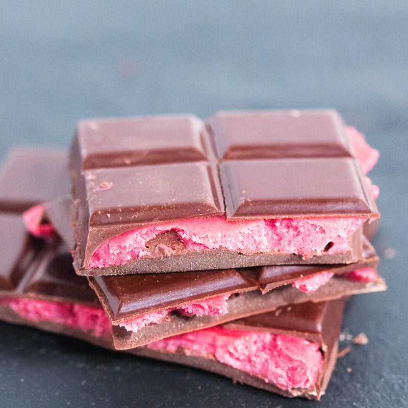 Raspberry Filled Dark Chocolate Bar