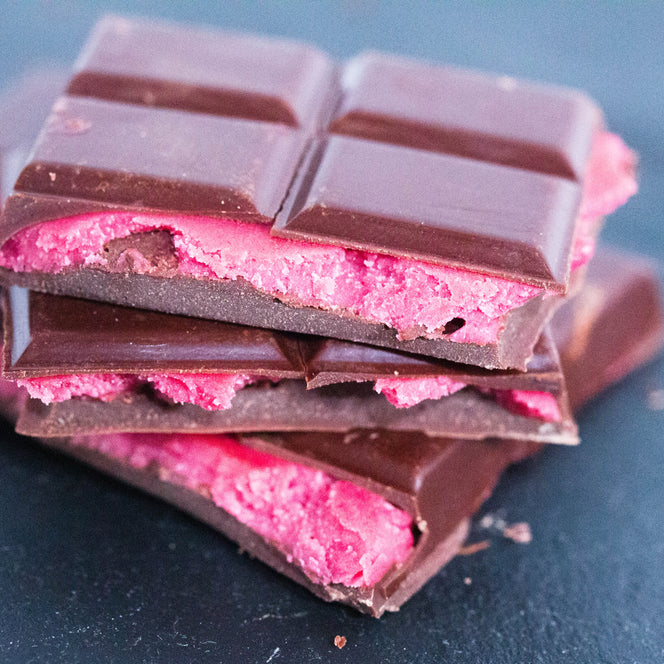 Raspberry Filled Dark Chocolate Bar
