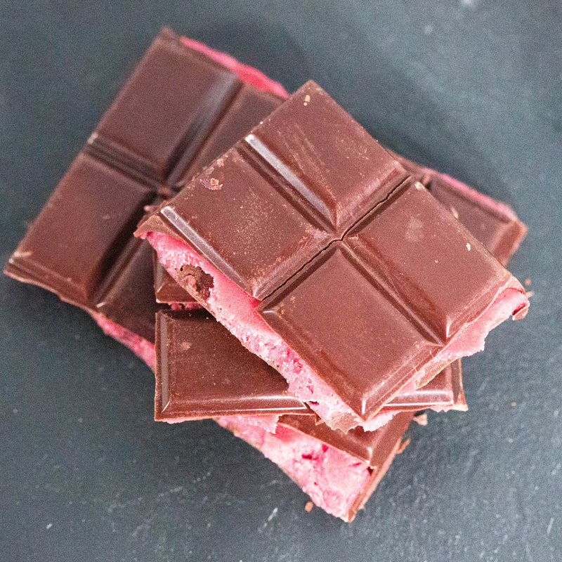 Raspberry Filled Dark Chocolate Bar
