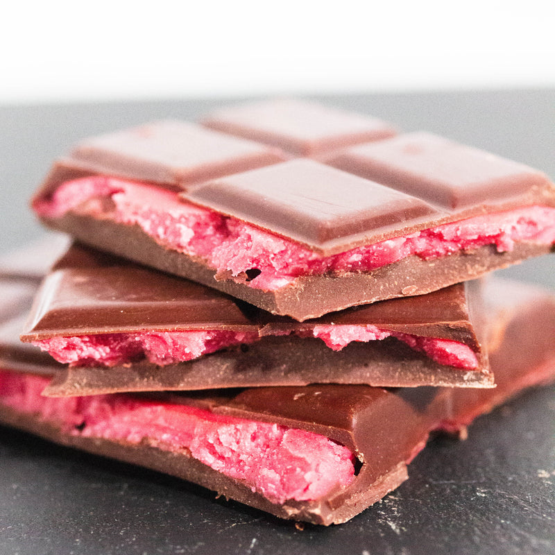 Raspberry Filled Dark Chocolate Bar
