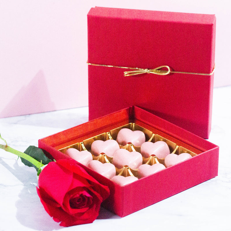 Luxury Raspberry Heart Chocolates (Assorted box of 9 low sugar chocolates)